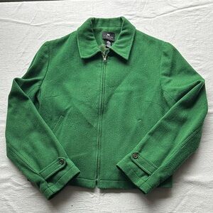 Kelly Green Wool Zip-Up Jacket